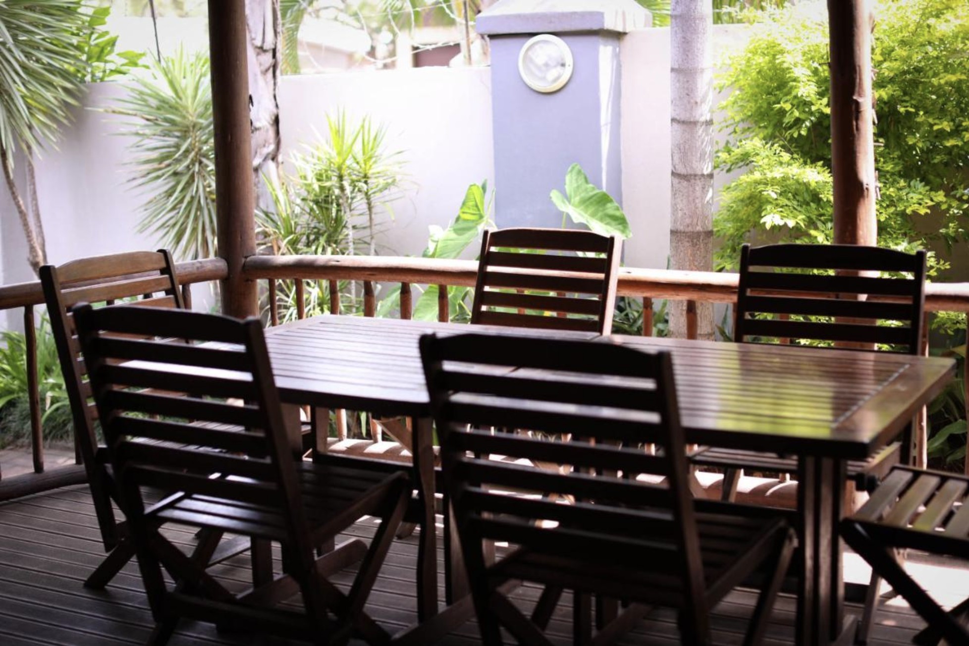 Covered patio dining deck at Kokkariba Guest House, Hoedspruit